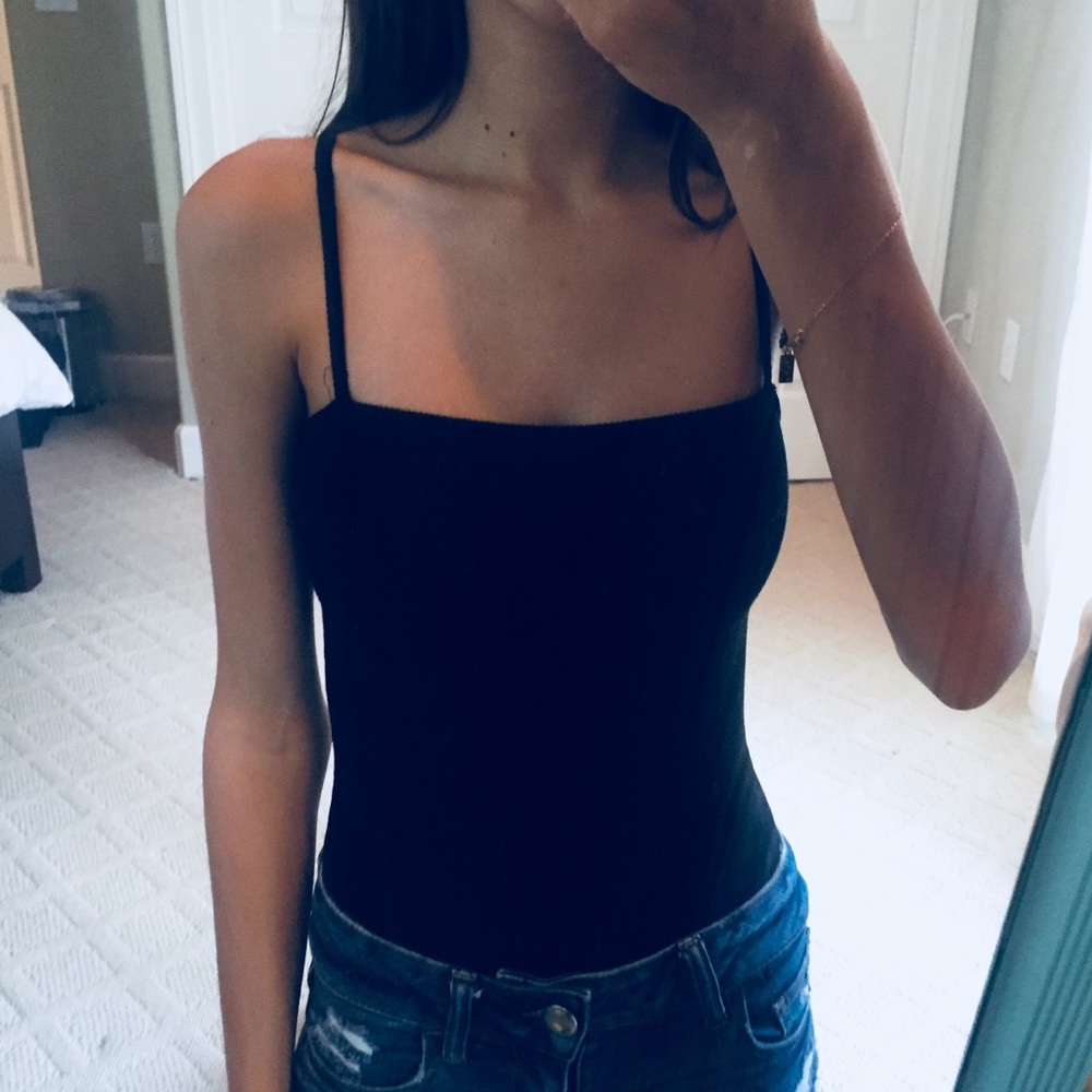 {Brandy Melville} Black Ribbed Bodysuit